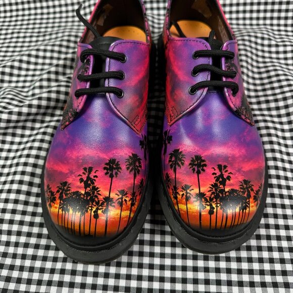 Dr. Martens 1461 NWOB Los Angeles LA Palm Tree Sunset Leather Shoes Women's 8 - Picture 2 of 5